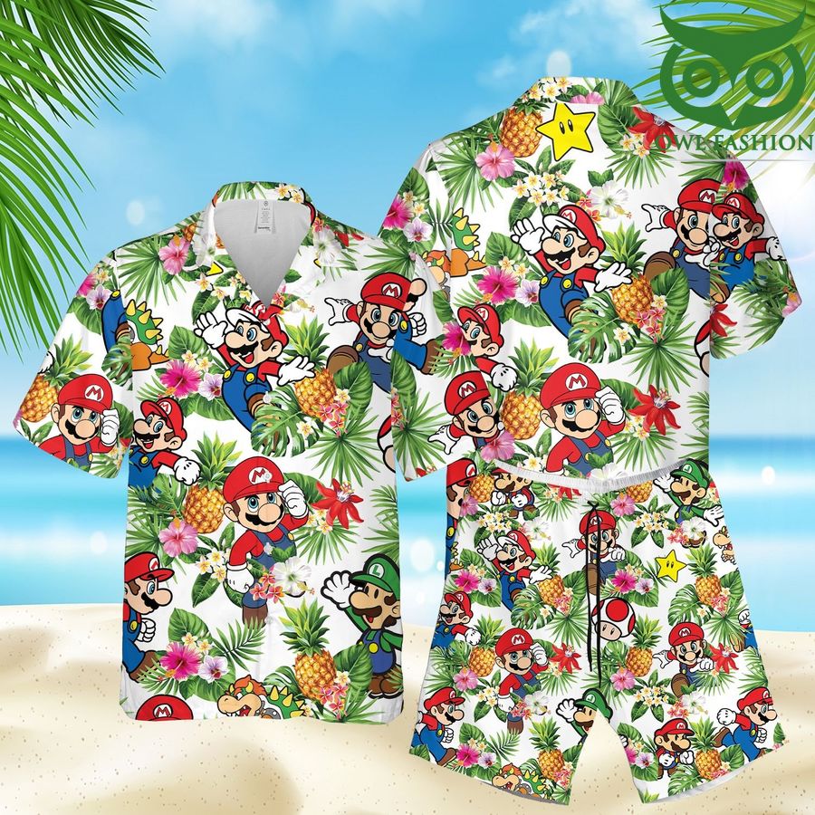 Super Mario game Beach Aloha 3D Hawaii Shirts Shorts summer