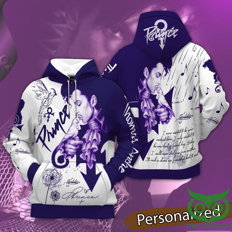 Personalized The Artist Prince Purple White 3D Hoodie