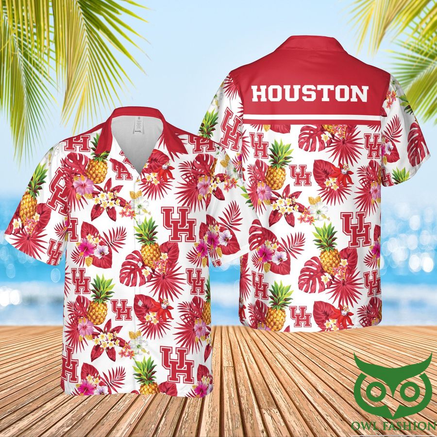 Houston Cougars Red Pineapple Hawaiian Shirt