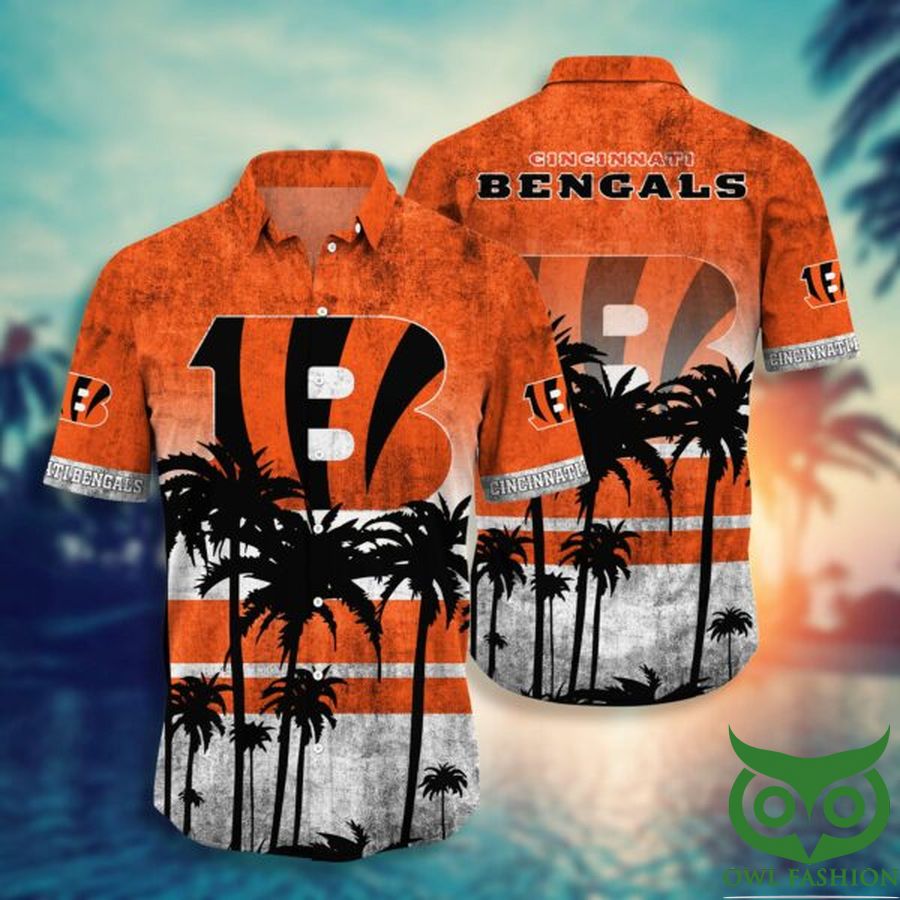 NFL Cincinnati Bengals Orange Black Coconut Tree Hawaiian Shirt
