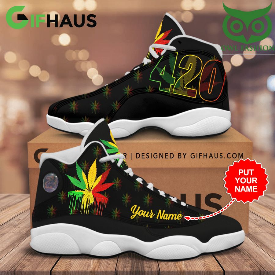 Personalized weed colorful logo 420 Jordan 13 Sneaker