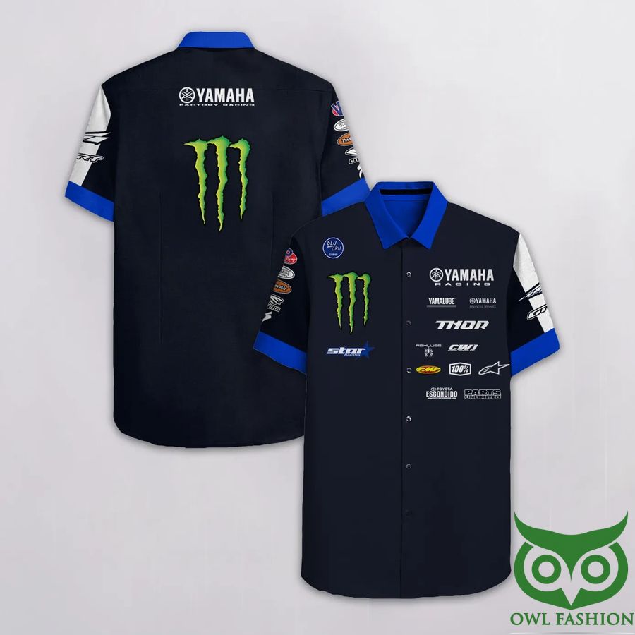 Yamaha Racing Monster V2 Dark Blue Hawaiian Shirt