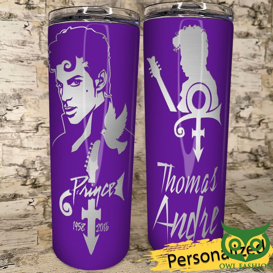 Personalized The Artist Prince Purple Gray Skinny Tumbler 