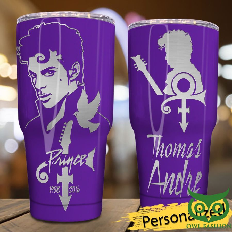 Personalized The Artist Prince Purple Gray Stainless Steel Tumbler
