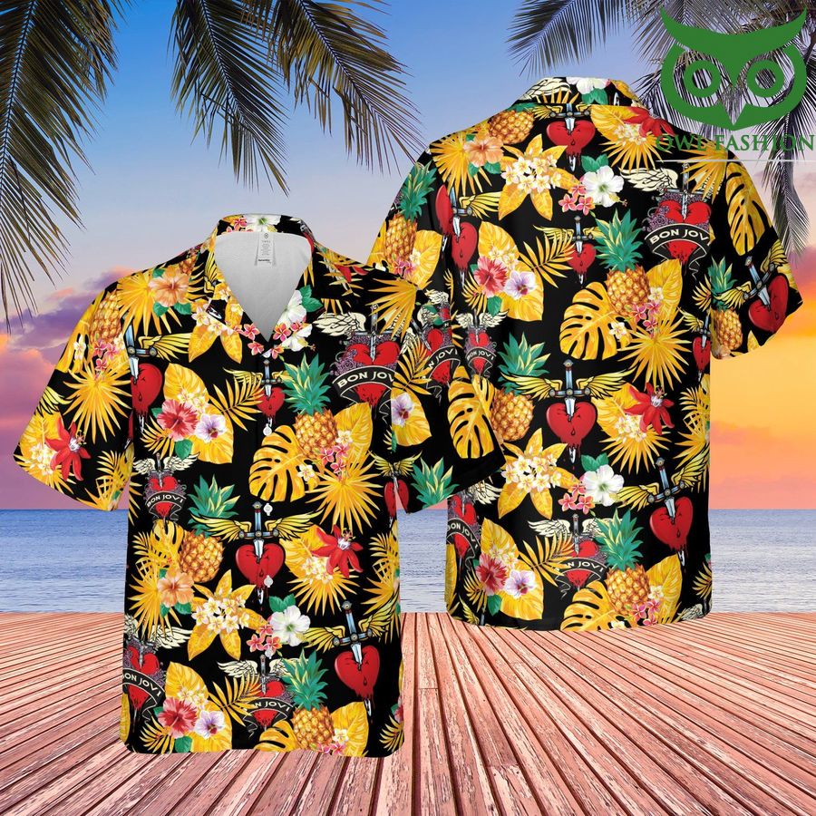Bon Jov Tropical Summer Beach Hawaii Style Hawaiian Shirt 