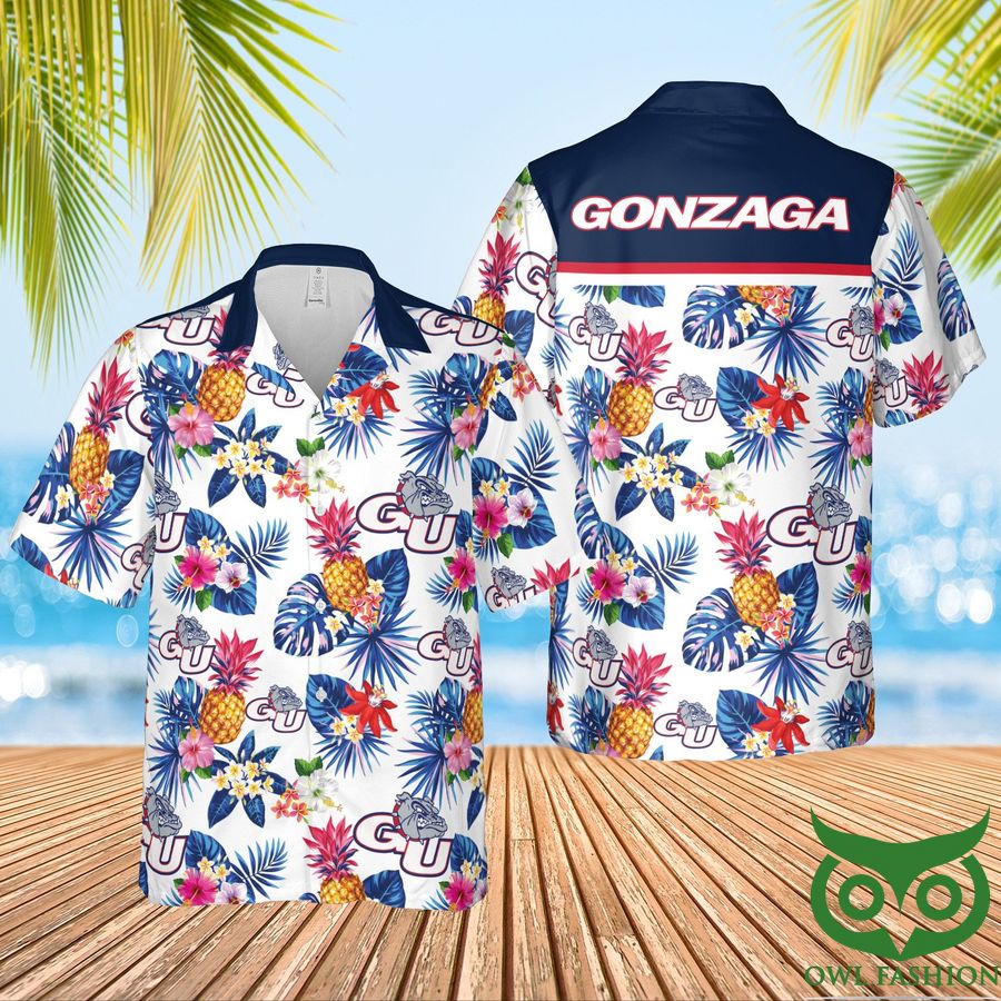 Gonzaga Bulldogs Dark Blue and White Hawaiian Shirt