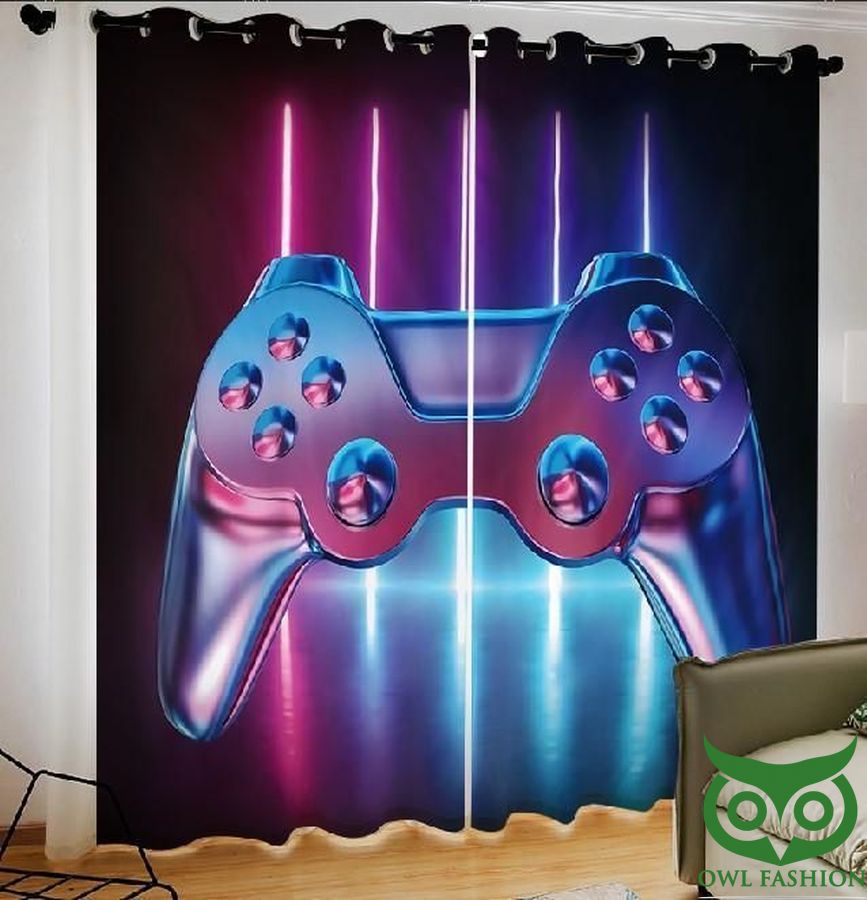 PS4 Xbox Playstation Joystick On Neon Light Design Window Curtain