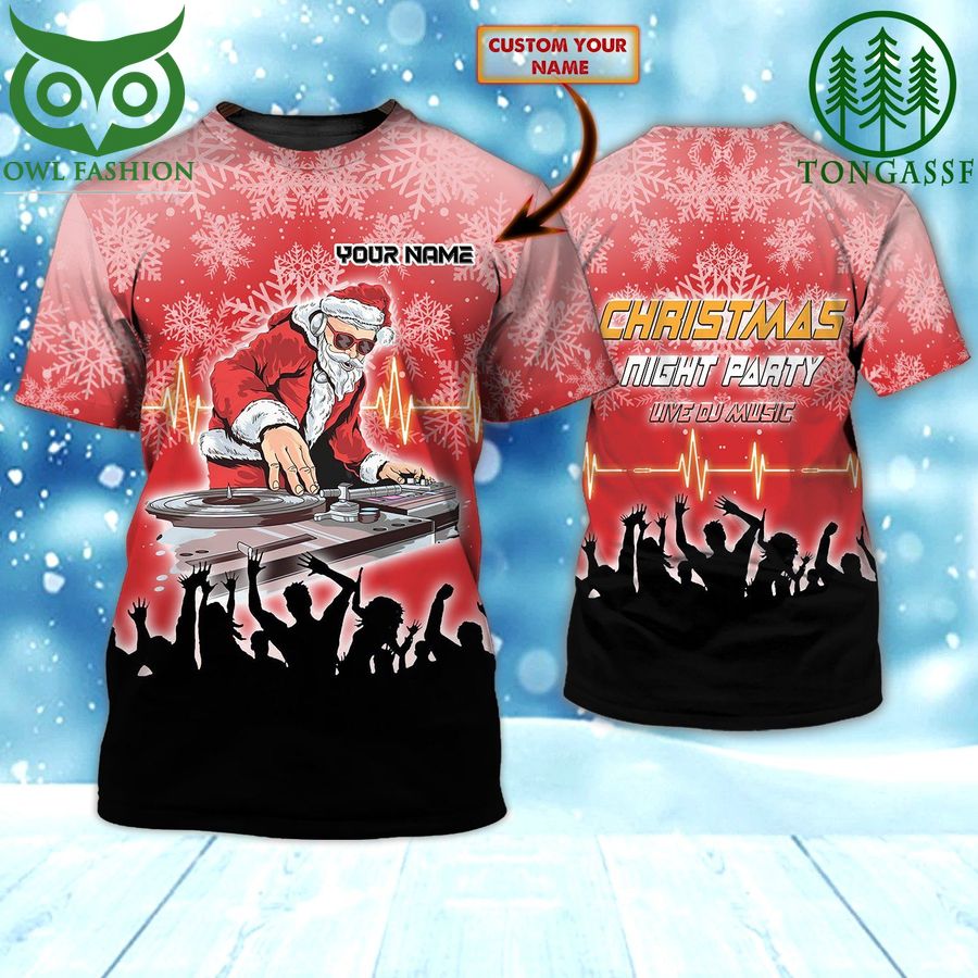 Personalized DJ Santa with live music red 3D Tshirt
