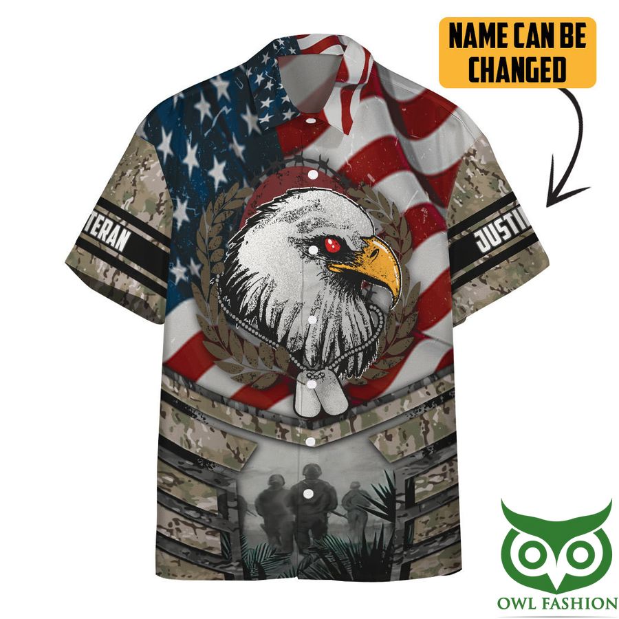3D Memorial Day Eagle Veteran Custom Name Hawaiian Shirt