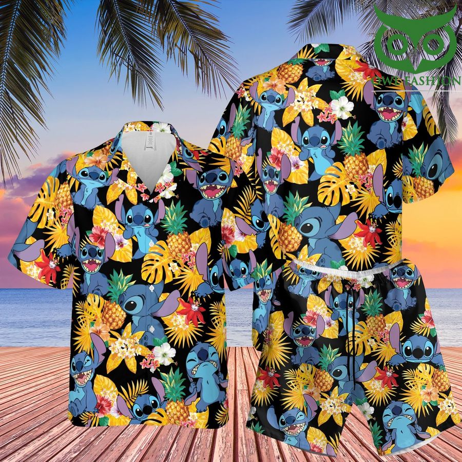 STITCH BLUE Tropical 3D Hawaii Shirts Shorts summer