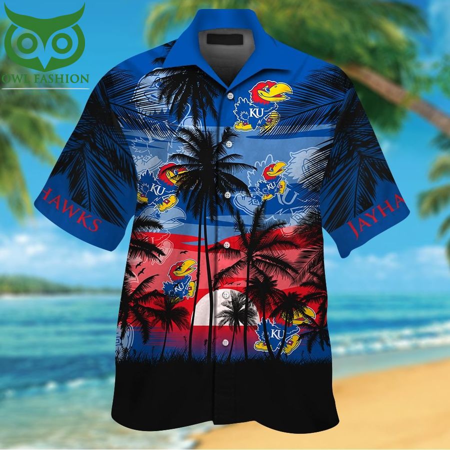 NCAA Kansas Jayhawks Tropical Hawaiian Shirt Men Women Shorts