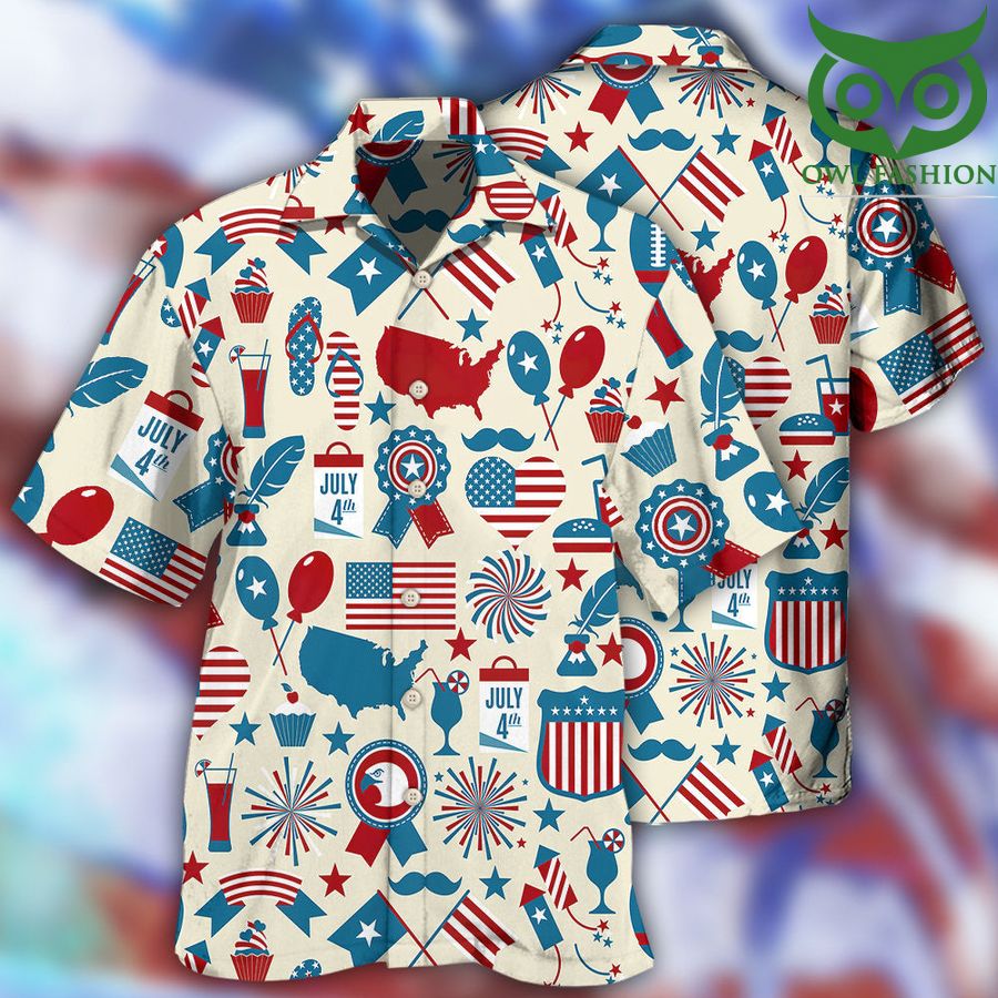 16 Fourth of July independence day symbols Hawaiian Shirt