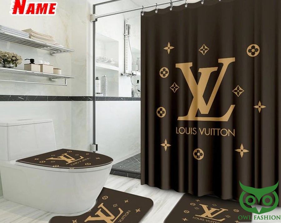 Luxury Louis Vuitton Brown with Brand Logo Window Curtain