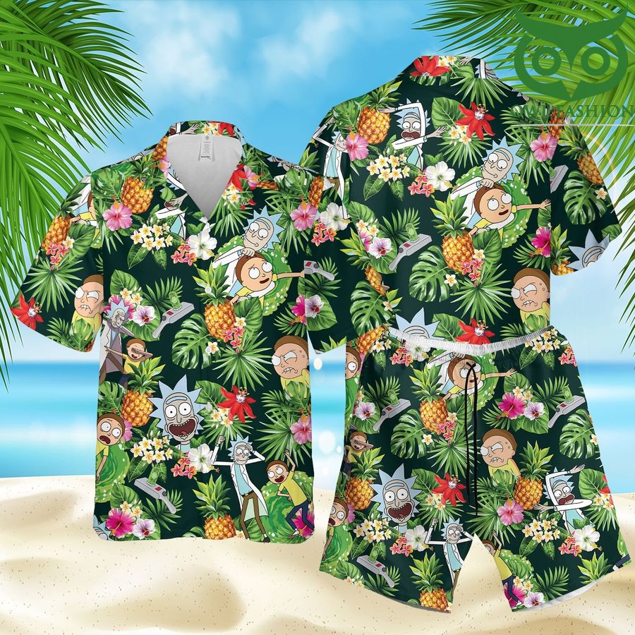 Rick n Morty cartoon series Tropical 3D Hawaii Shirts Shorts summer
