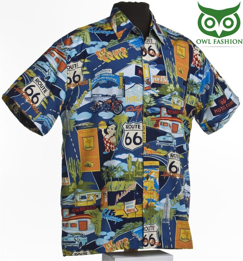 Route 66 Bright Hawaiian Shirt