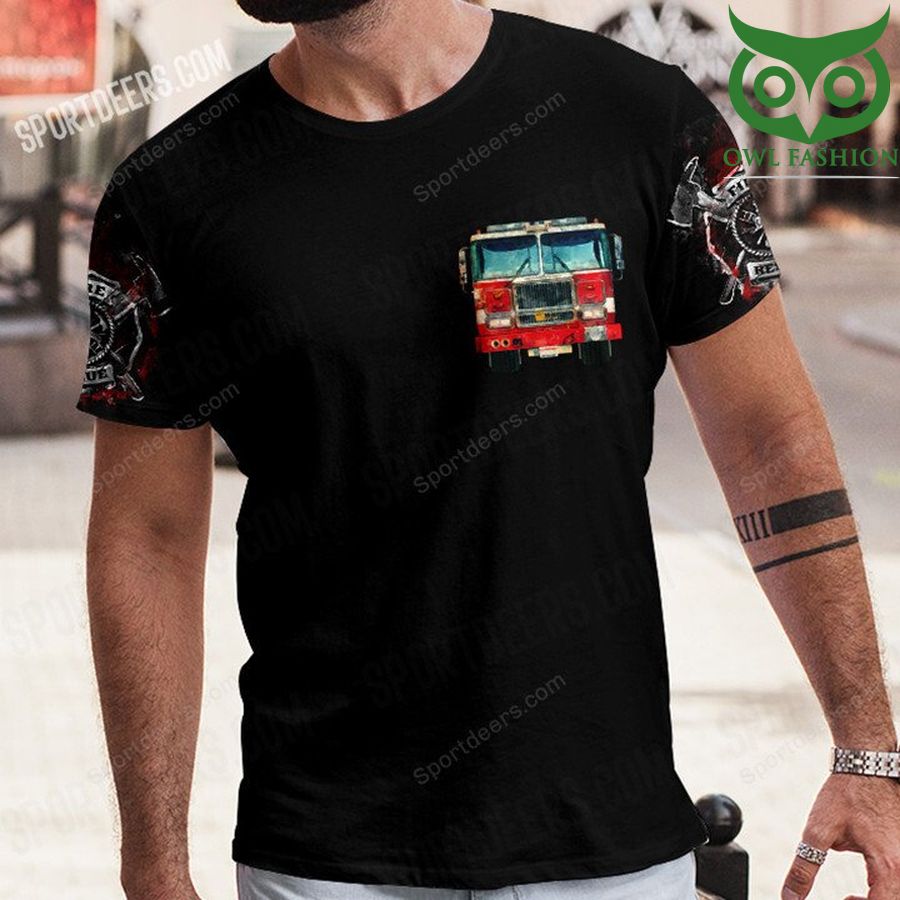 Firetruck firefighter black 3D T-Shirt