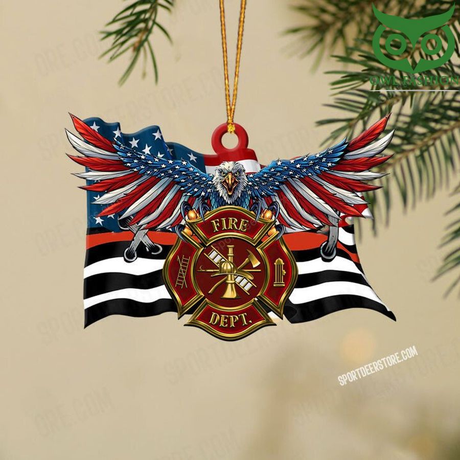 America flag eagle fire dept ornament