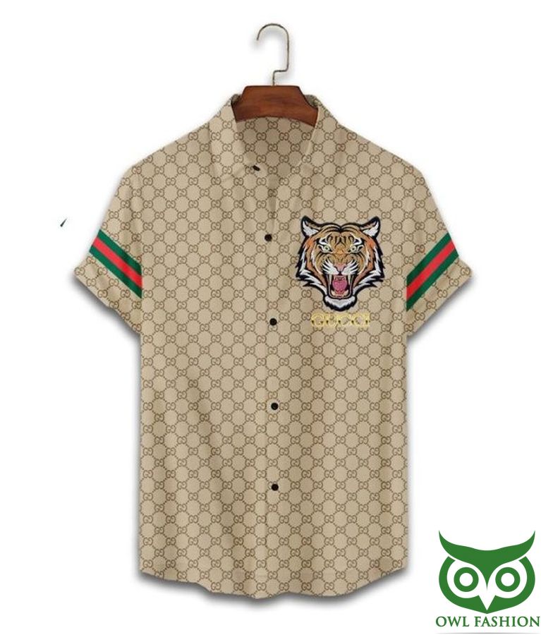 23 Limited Edition Gucci Tiger Logo Brand Pattern Hawaiian Shirt Shorts