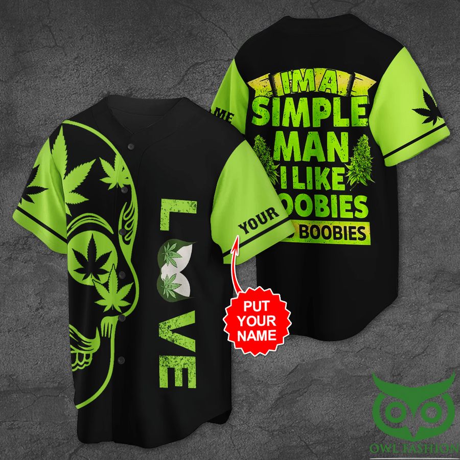 Custom Name I'm a Simple Man Weed Leaf Black Baseball Jersey Shirt - Owl  Fashion Shop