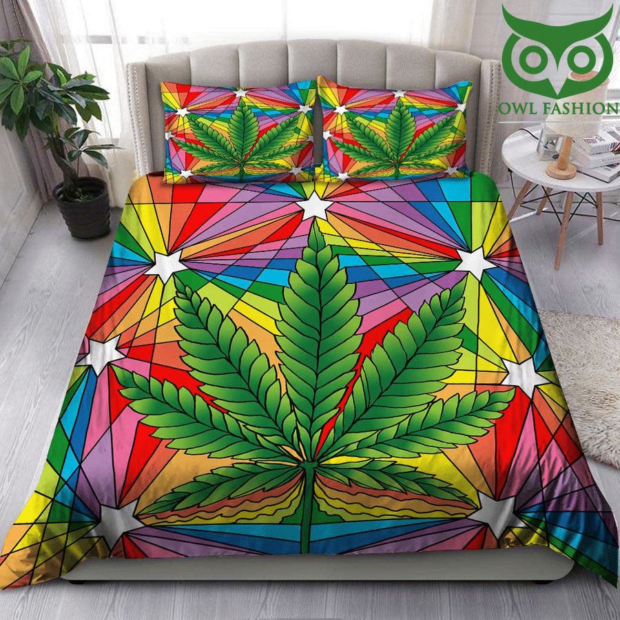 Weed cannabis cartoon vibe Bedding Set