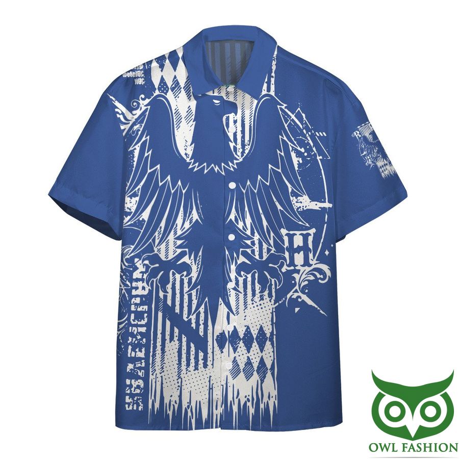 3D Harry Potter Ravenclaw White Eagle Blue Hawaiian Shirt