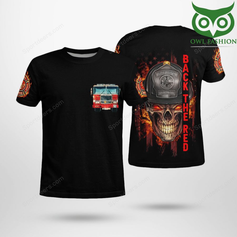 Firetruck black the red skull 3D T-Shirt