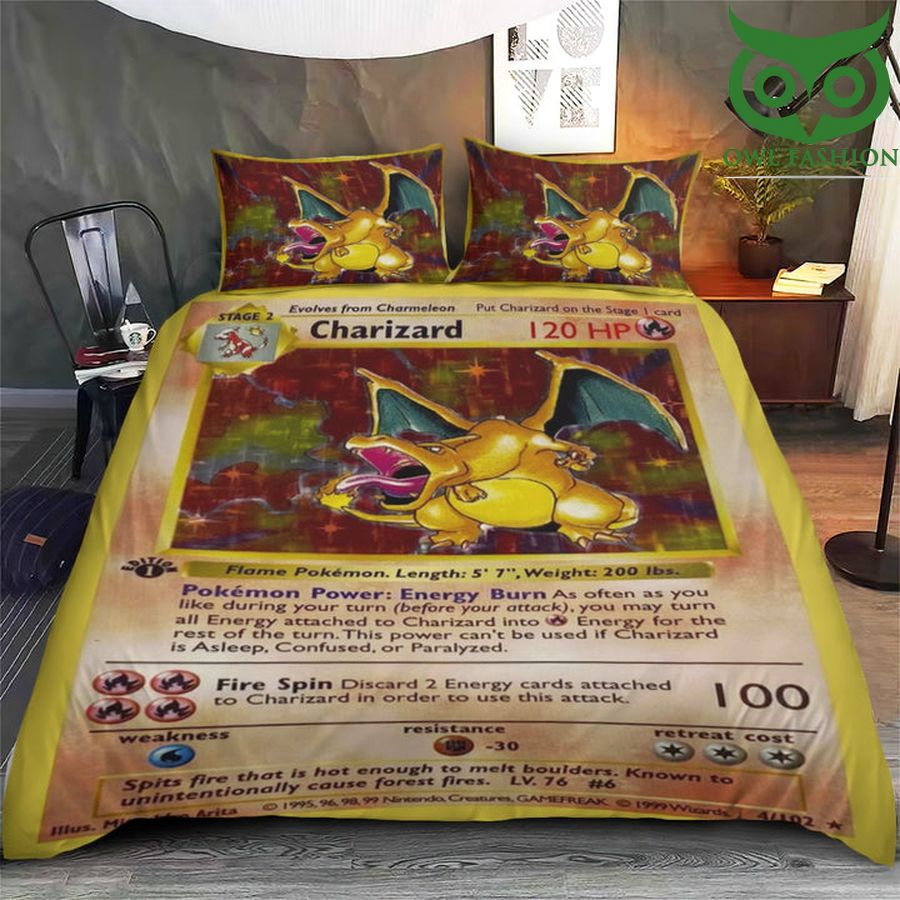 Pokemon Charizard Card Quilt Bedding Set