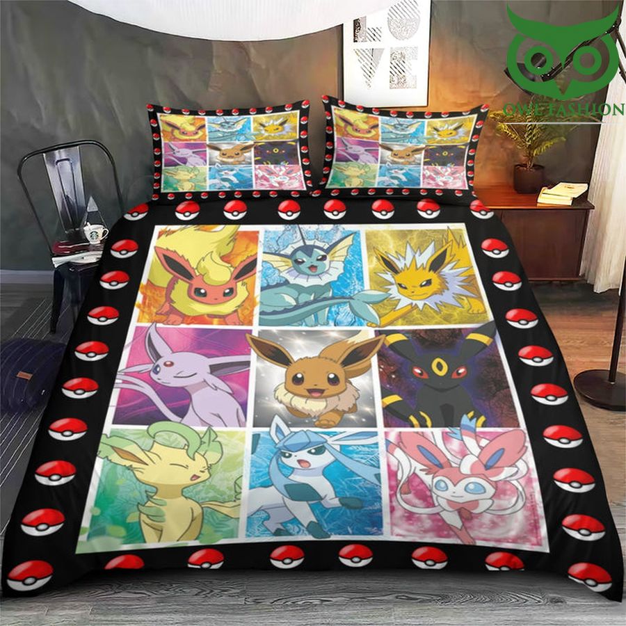Anime Pokemon Eevee Evolution Quilt Bedding Set