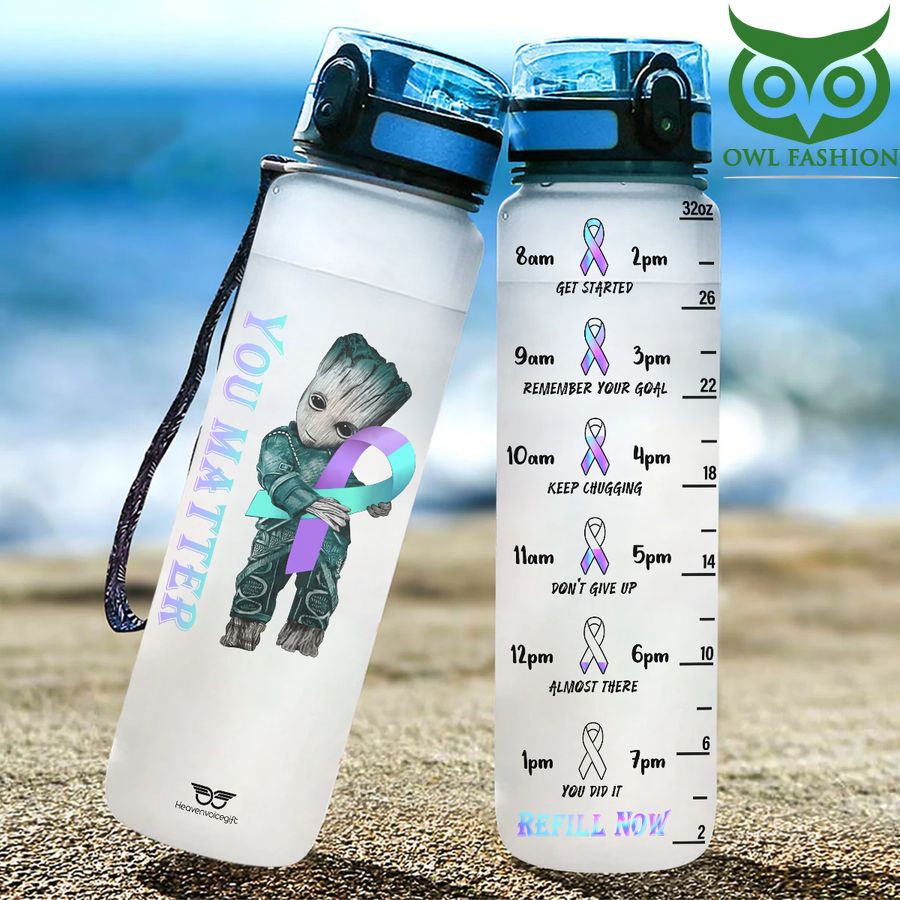 Groot You Matter Suicide Awareness Water Tracker Bottle 
