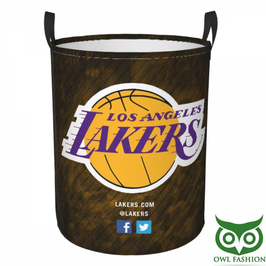 NBA Los Angeles Lakers Circular Hamper Yellow Brown Laundry Basket