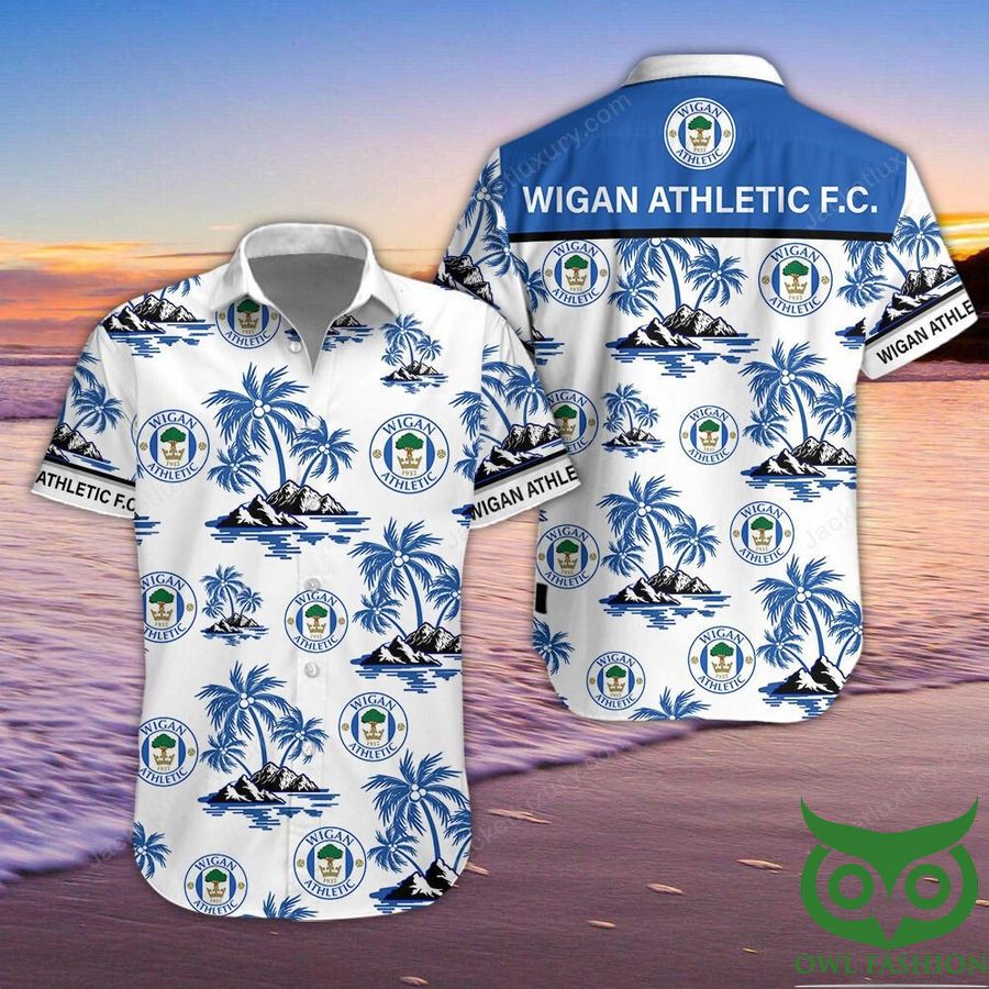 Wigan Athletic Button Up Hawaiian Shirt