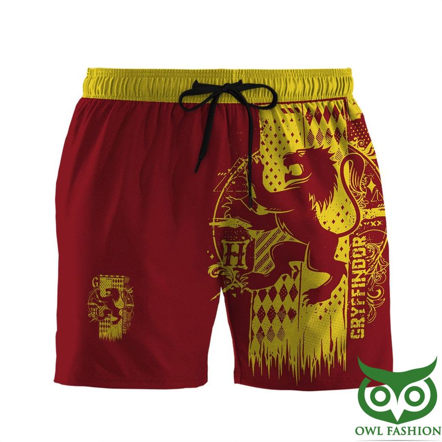 3D Harry Potter Gryffindor Yellow Lion Red Men Shorts