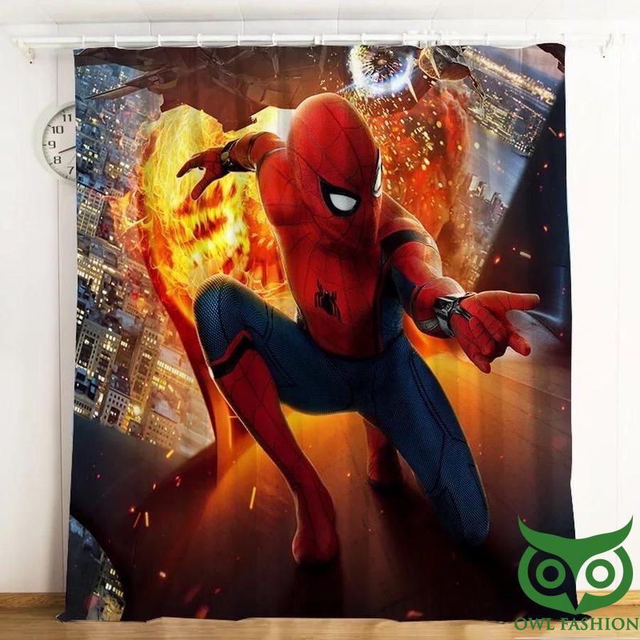 Spider Man Far From Home Peter Parker Fire 3D Printed Window Curtain
