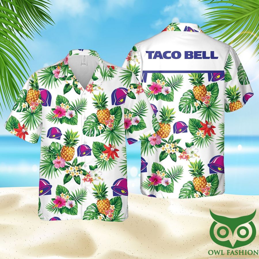 Taco Bell Aloha White Hawaiian Shirt