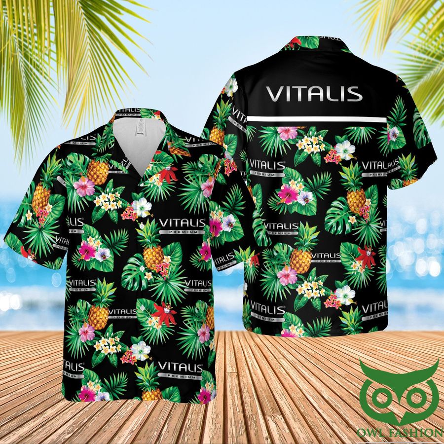Vitalis Condoms Black and Green Hawaiian Shirt