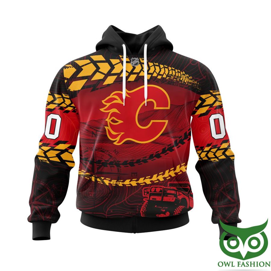 Custom Name Number Calgary Flames NHL Off Road Style 3D Shirt
