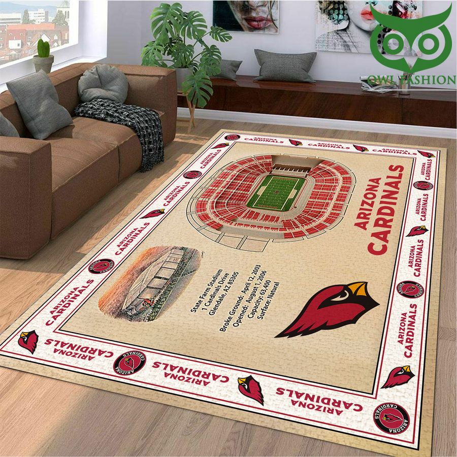 Fan Design Bordered Arizona Cardinals Stadium 3D View Area Rug
