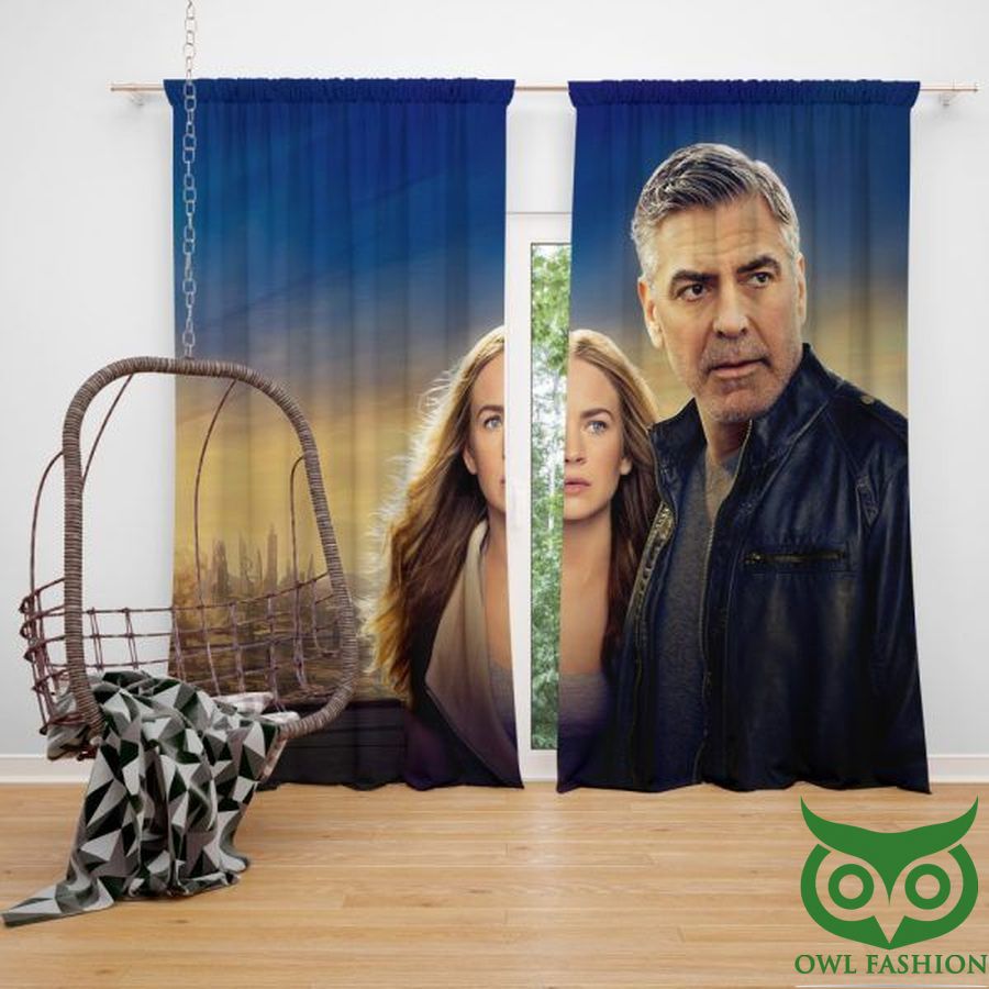 15 George Clooney Brittany Robertson in Tomorrowland Movie Window Curtain