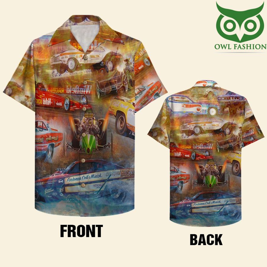 Drag Racing Hawaiian Shirt Drag Car Pattern