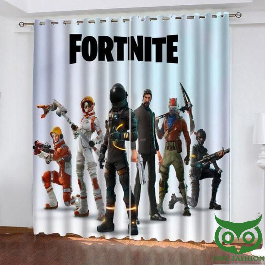 Fortnite Characters Design Poster White Window Curtain