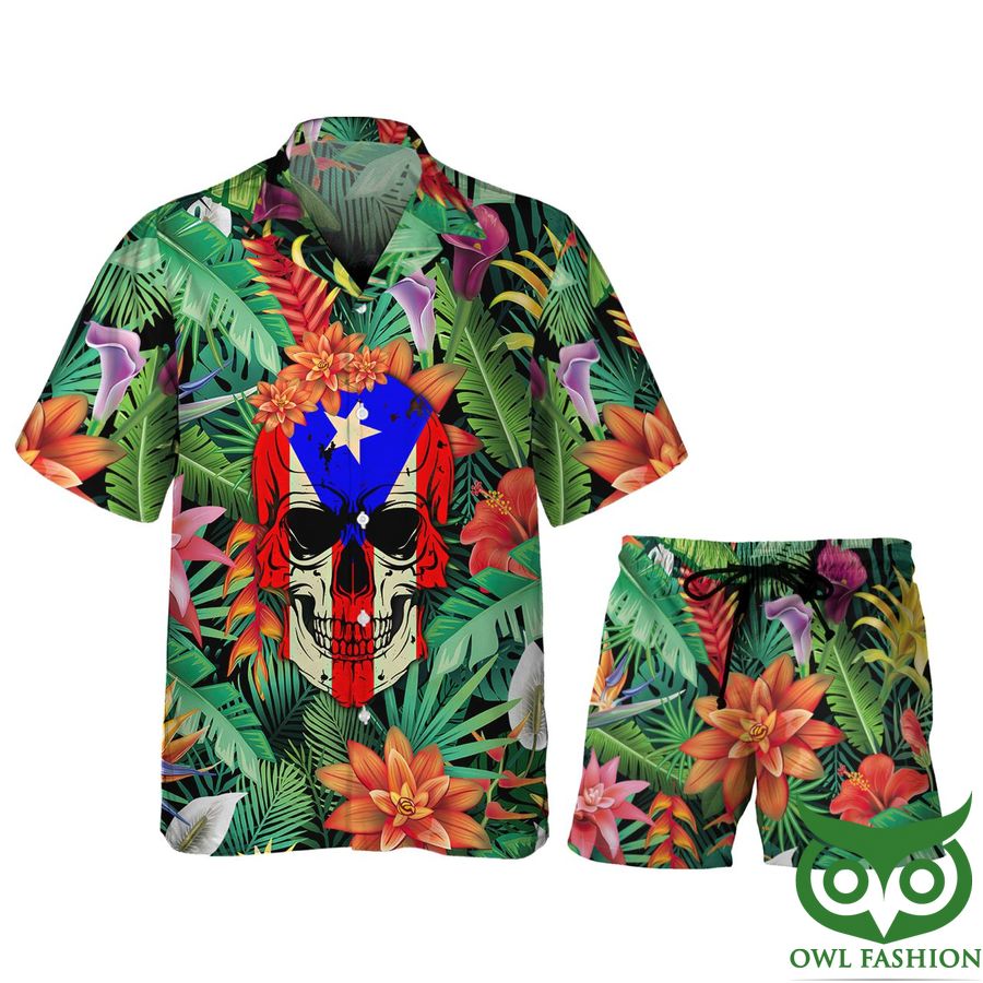 Skull Puerto Rico Hawaiian Shirt Summer Shirt