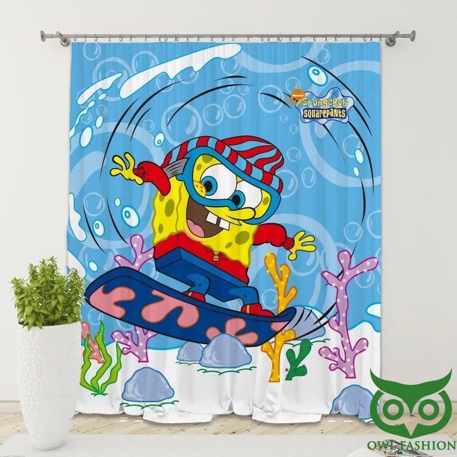 Spongebob Squarepants Play Skateboard Window Curtain