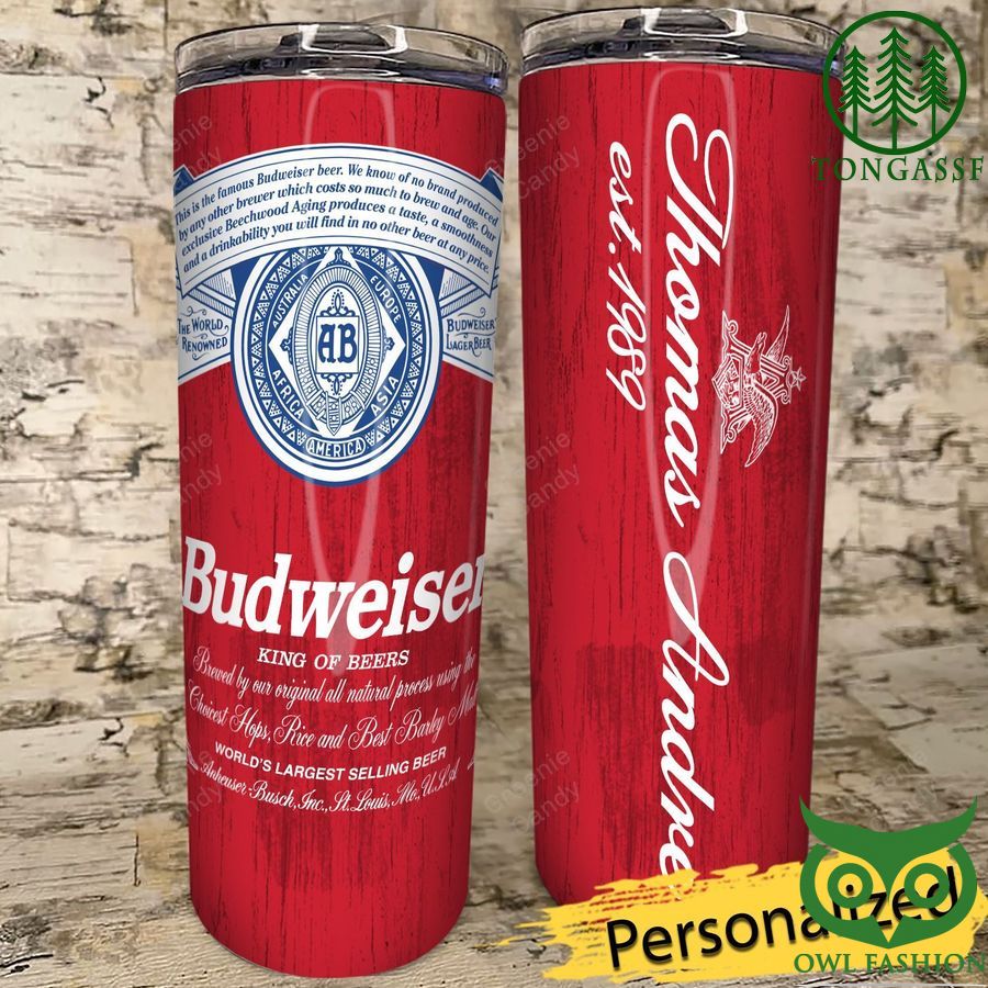 Personalized Budweiser Beer Logo Skinny Tumbler