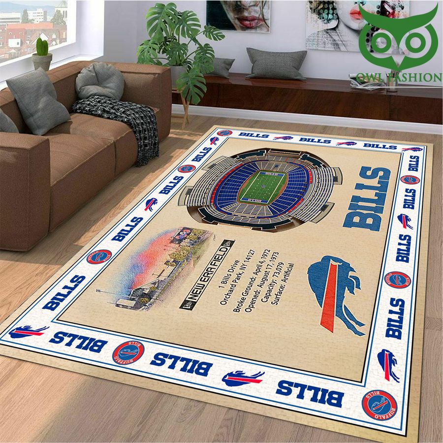 Fan Design Bordered Buffalo Bills Stadium 3D View Area Rug