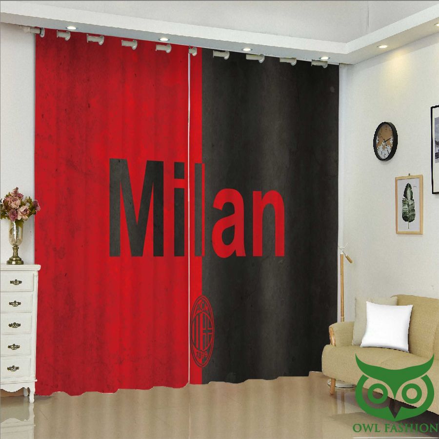 Ac Milan Red And Black Window Curtain
