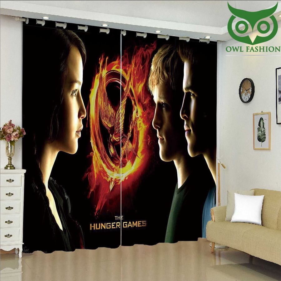 Catching Fire The Hunger Game With Main Characters In Black Window shower curtains waterproof decoration rooom