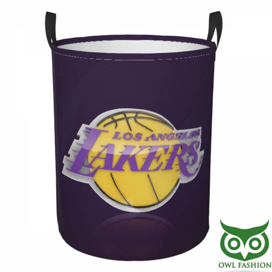 NBA Los Angeles Lakers Circular Hamper Glossy Black Laundry Basket
