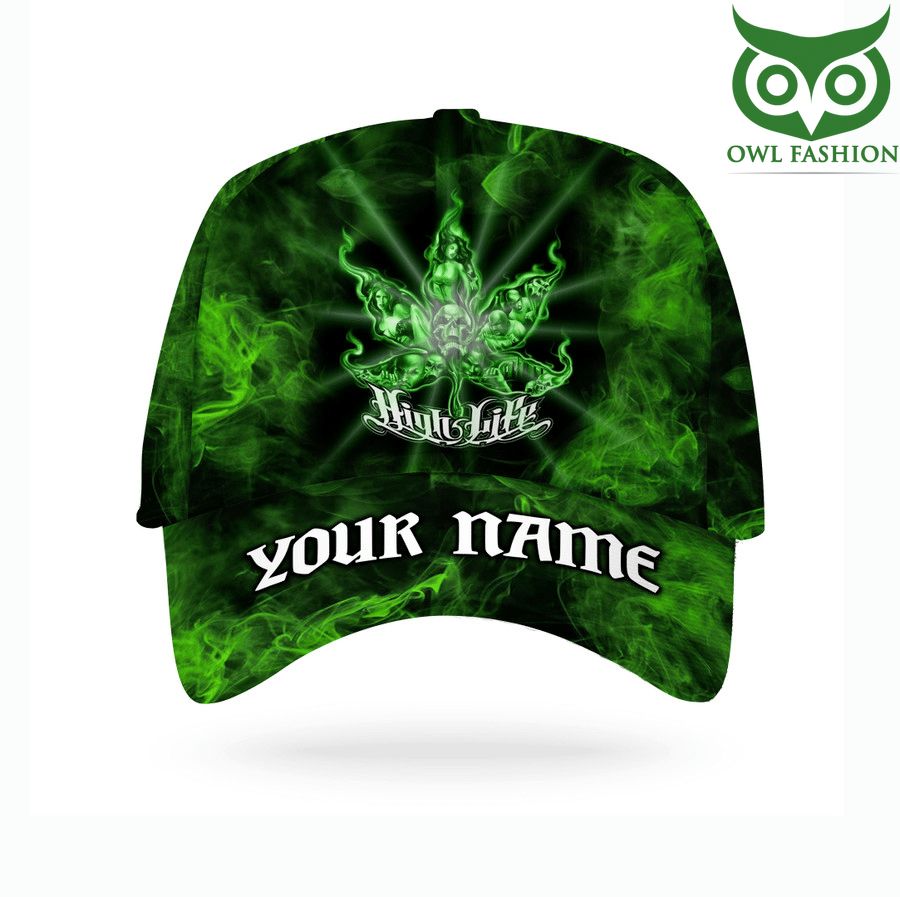 Personalized Weed High Life skull Classic Cap