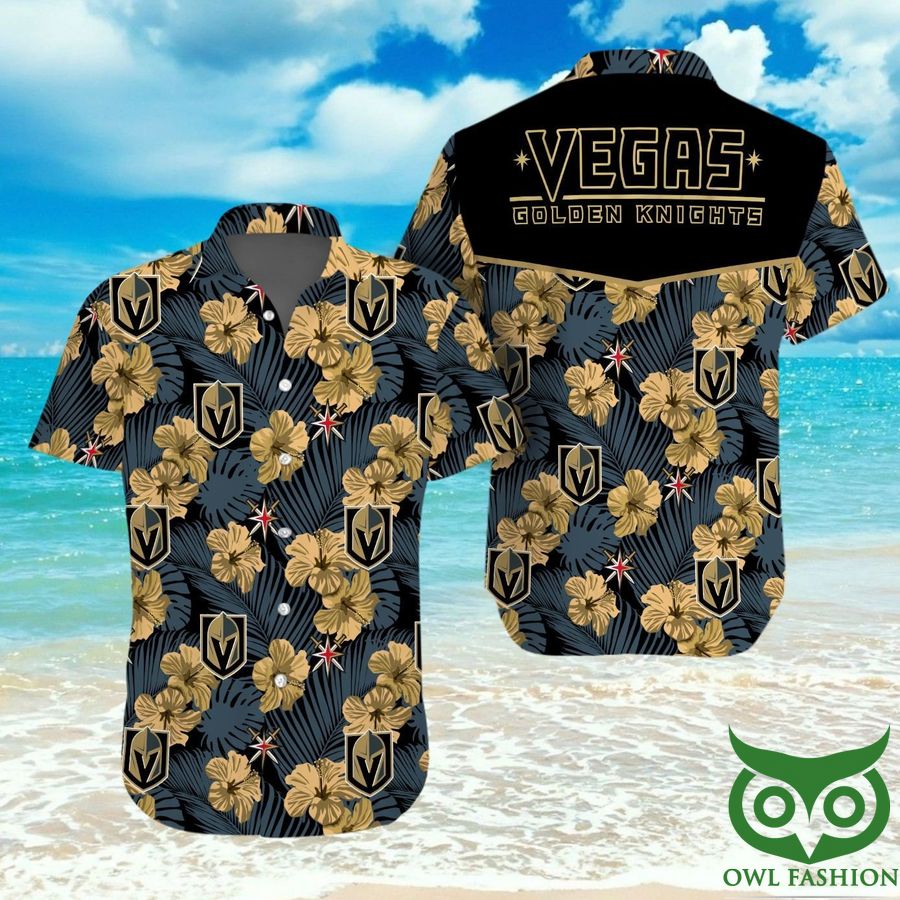 Vegas Golden Knights Gold and Black Hawaiian Shirt