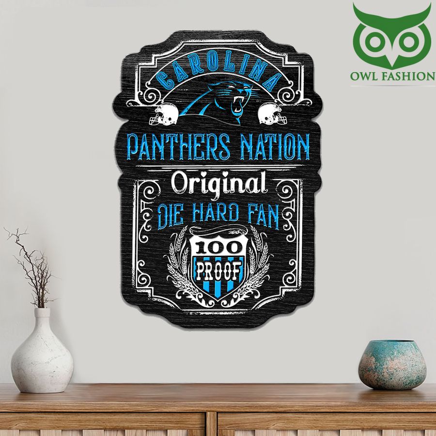 Die Hard Fan Carolina Panthers Nation 100 Proof Metal Cut Sign